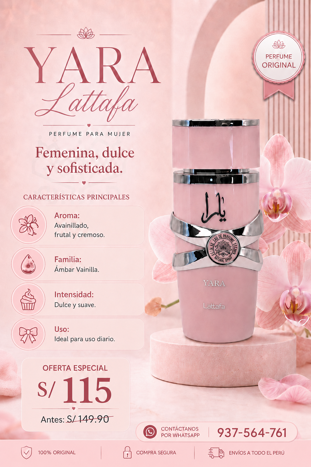Perfume Yara Lattafa para Mujer Original